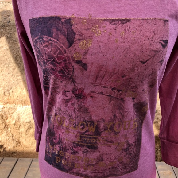 Kappahl Mauve/Gold XS Graphic Tee Gorgeous Color - Picture 2 of 7